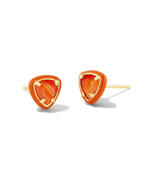 Arden Enml Stud Ear-Gold Orange