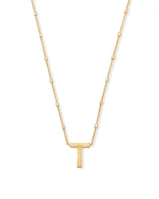 Letter T Gold Pendant Necklace