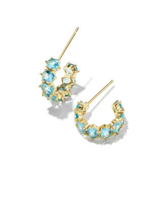 Cailin Huggie Earring Gold Aqua Crystal