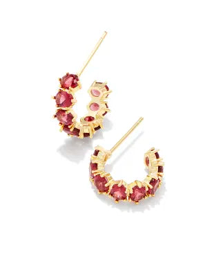 Cailin Huggie Earring Gold Red Crystal