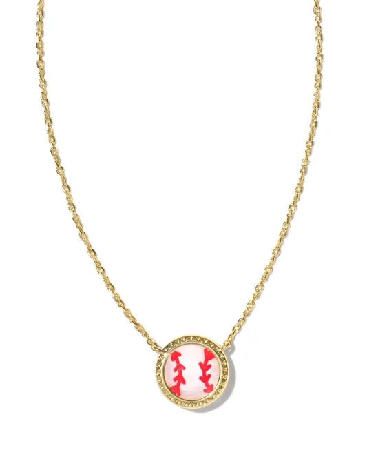 Baseball short pendant necklace Gold Ivory MOP