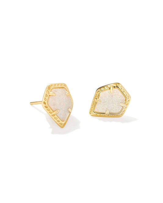 Framed Tessa Stud Earring Gold Iridescent Drusy