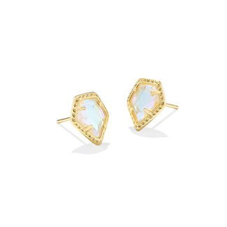 Framed Tessa Stud Earring Gold Dichroic Glass