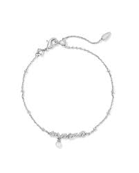 Mama script Chain Bracelet Rhodium White Pearl