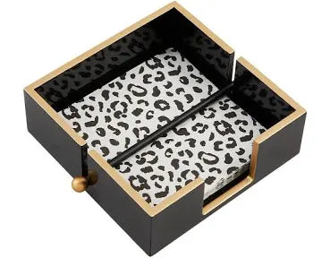 Black Animal Print Napkin Caddy