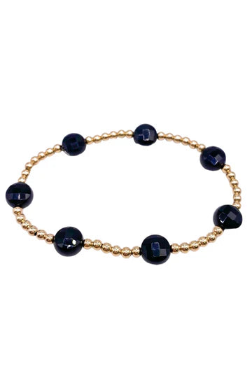 Admire Gold 3mm Bead Bracelet - Faceted Onyx