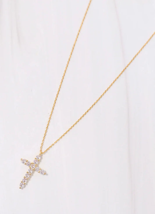 Valencourt CZ Cross Necklace GOLD
