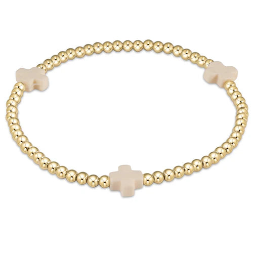 Extends - Signature Cross Gold Pattern 3mm Bead Bracelet
