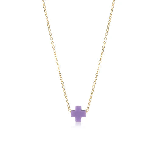 16" Necklace Gold-Signature Cross - Purple