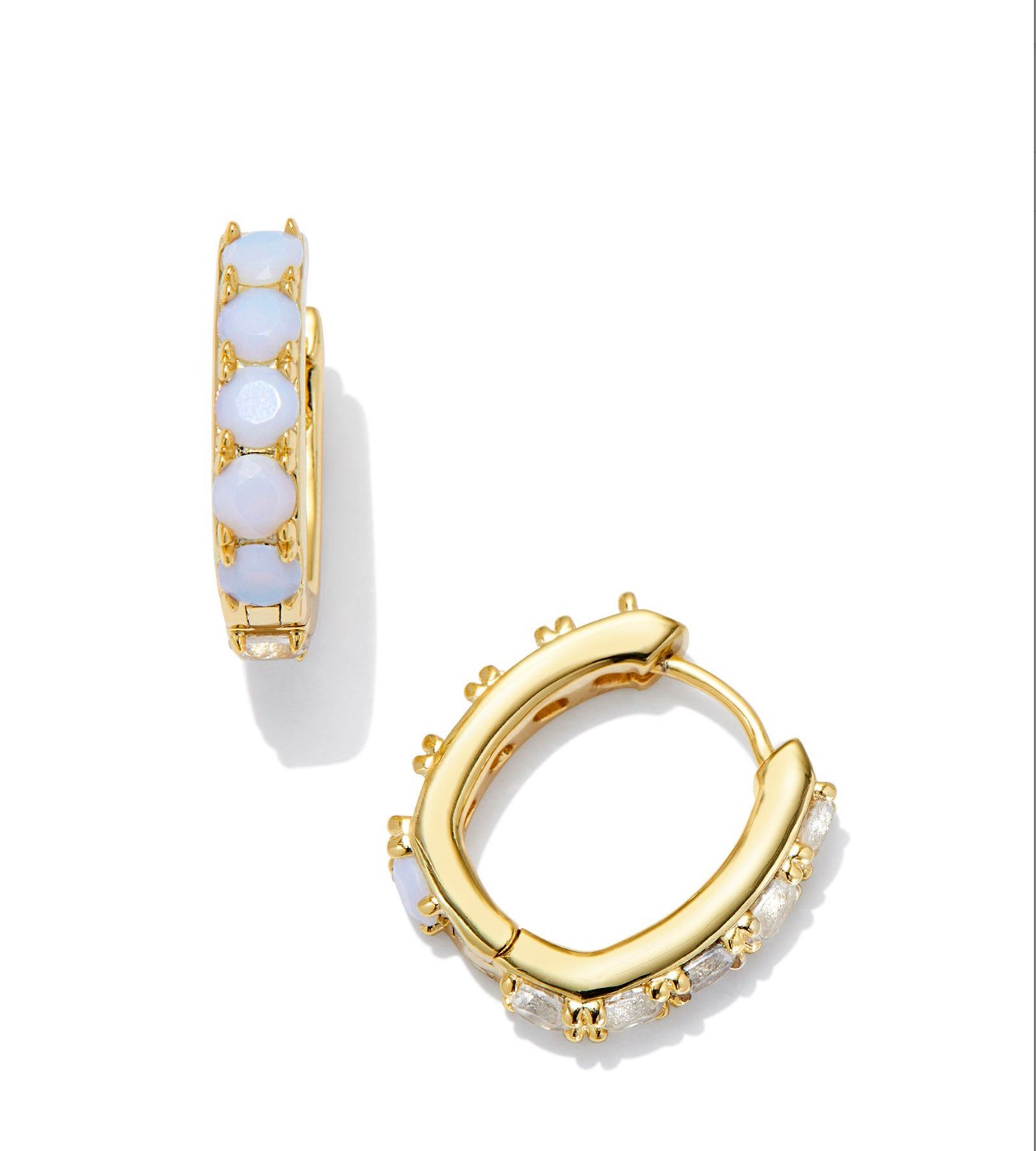 Chandler Huggie Hoop  - Gold White Opal Mix