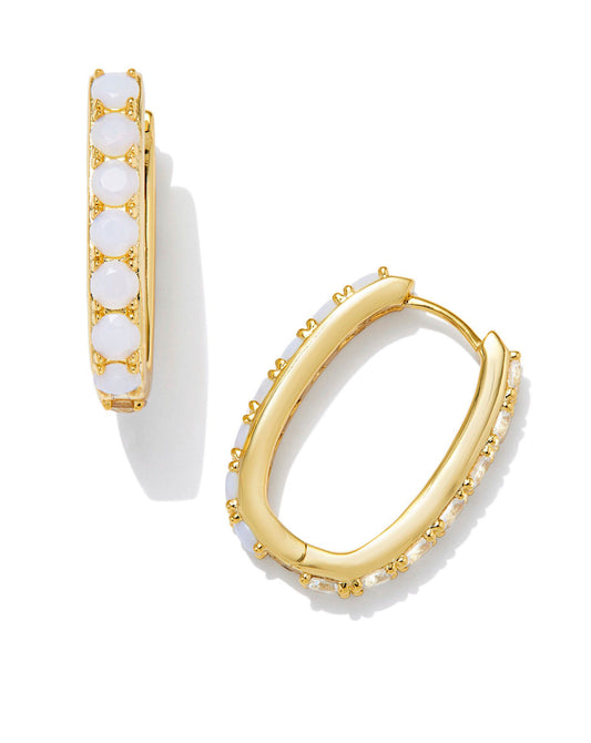 Chandler Hoop  - Gold White Opal Mix