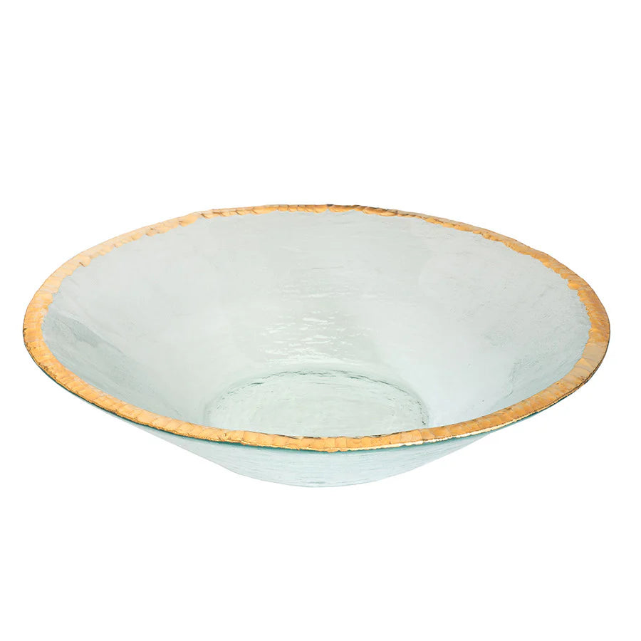 Edgey 13 1/2" Round Bowl ~ Gold Trim
