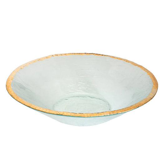 Edgey 13 1/2" Round Bowl ~ Gold Trim