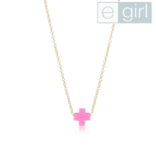 Signature Cross -14" Gold Bright Pink