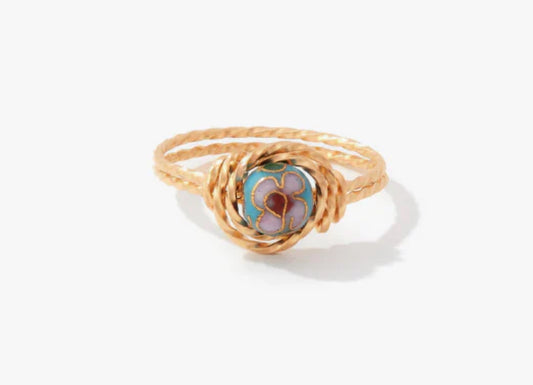 Cloisonné Ring Gold  - Turquoise