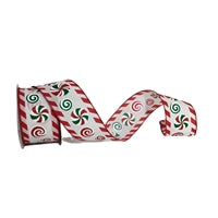 Peppermint Edge Candy Center Ribbon 2.5” X 10 yd