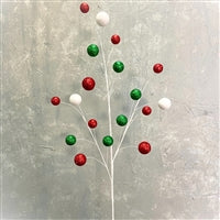 33” Whimsical Glitter Ball Spray - Red/White/Green