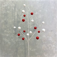 33” Whimsical Glitter Ball Spray - Red/White