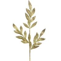 Glittery Bay Leaf Spray 29”- Gold