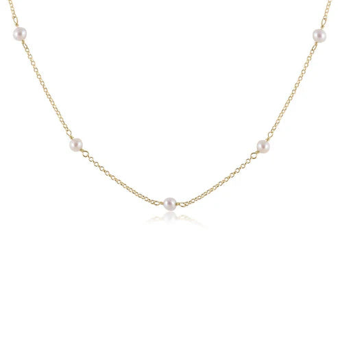15" Choker Simplicity Chain Gold - 4mm Pearl