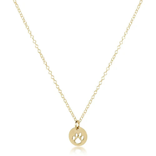 16" Necklace Gold  - paw print gold disc
