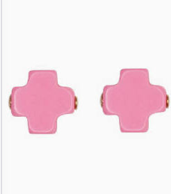 Signature Cross Stud- pink