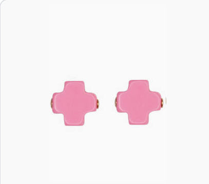 Signature Cross Stud- bright pink