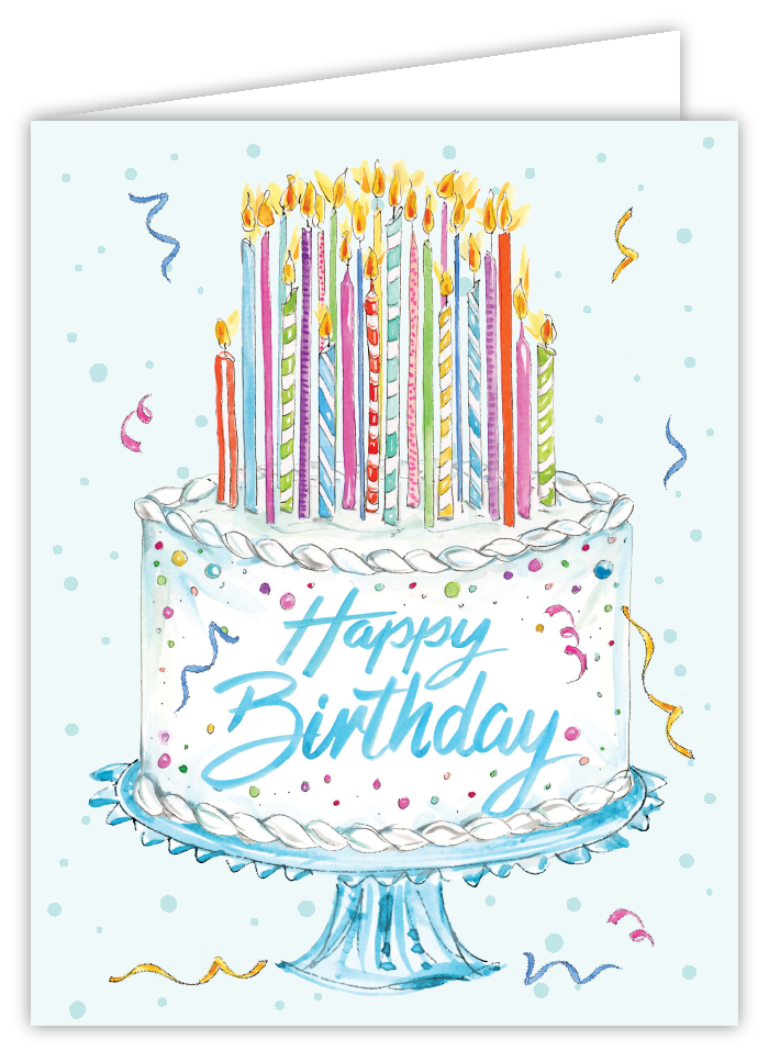Happy Birthday Cake with Candles Greeting Card