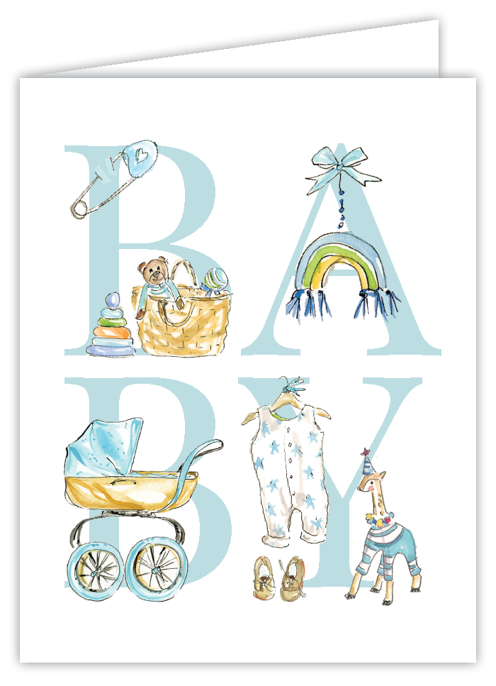 Blue Baby with Sweet Icons Greeting Card