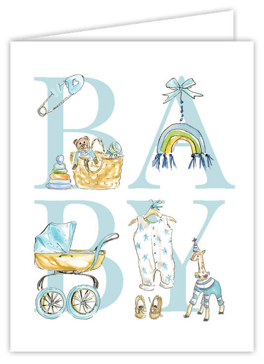 Blue Baby with Sweet Icons Greeting Card