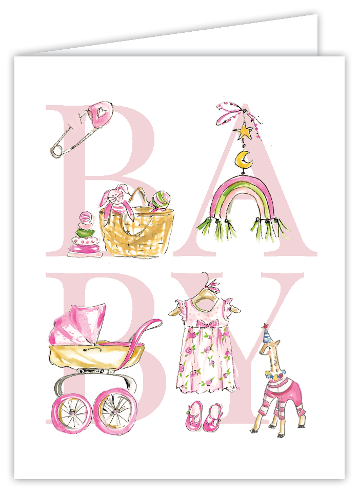 Pink Baby with Sweet Icons Greeting Card