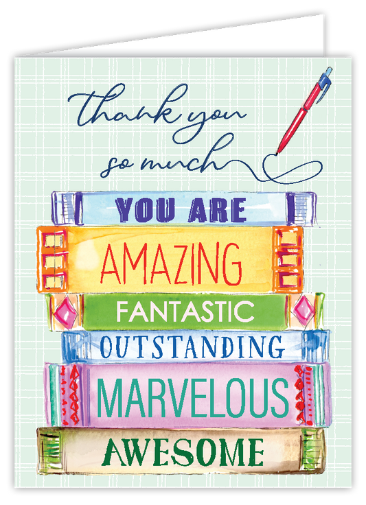 Thank You So Much Book Stack Greeting Card