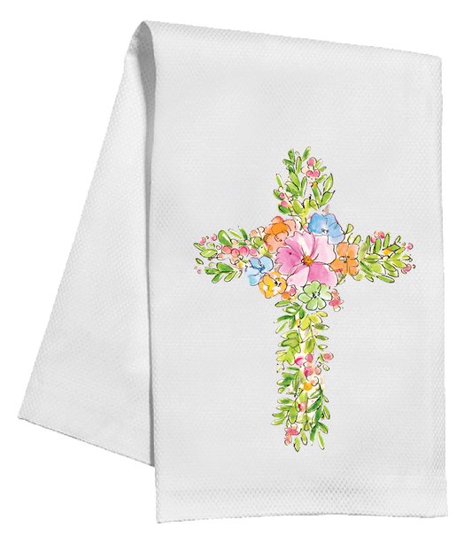 Spring Floral Cross Tea Towel