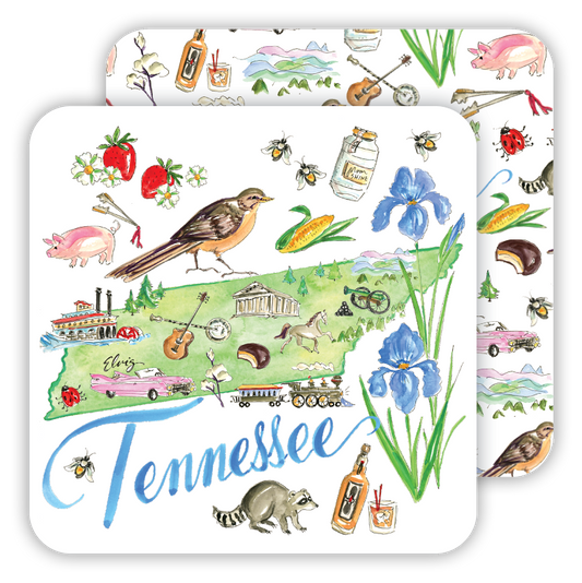 Square Coaster - Tennessee Handpainted Icons