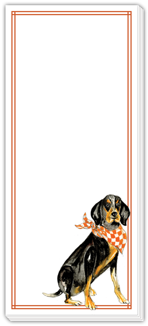 Skinny Notepad - Coonhound with Orange and White Bandana