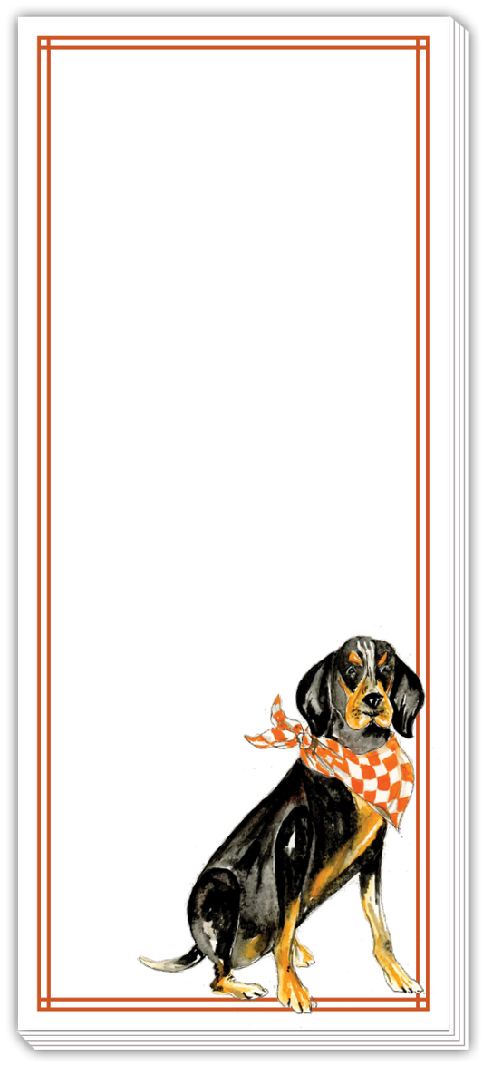 Skinny Notepad - Coonhound with Orange and White Bandana