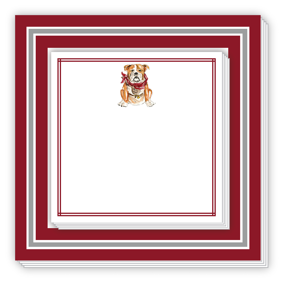 Notepad Duo - Handpainted Bulldog Maroon & Gray