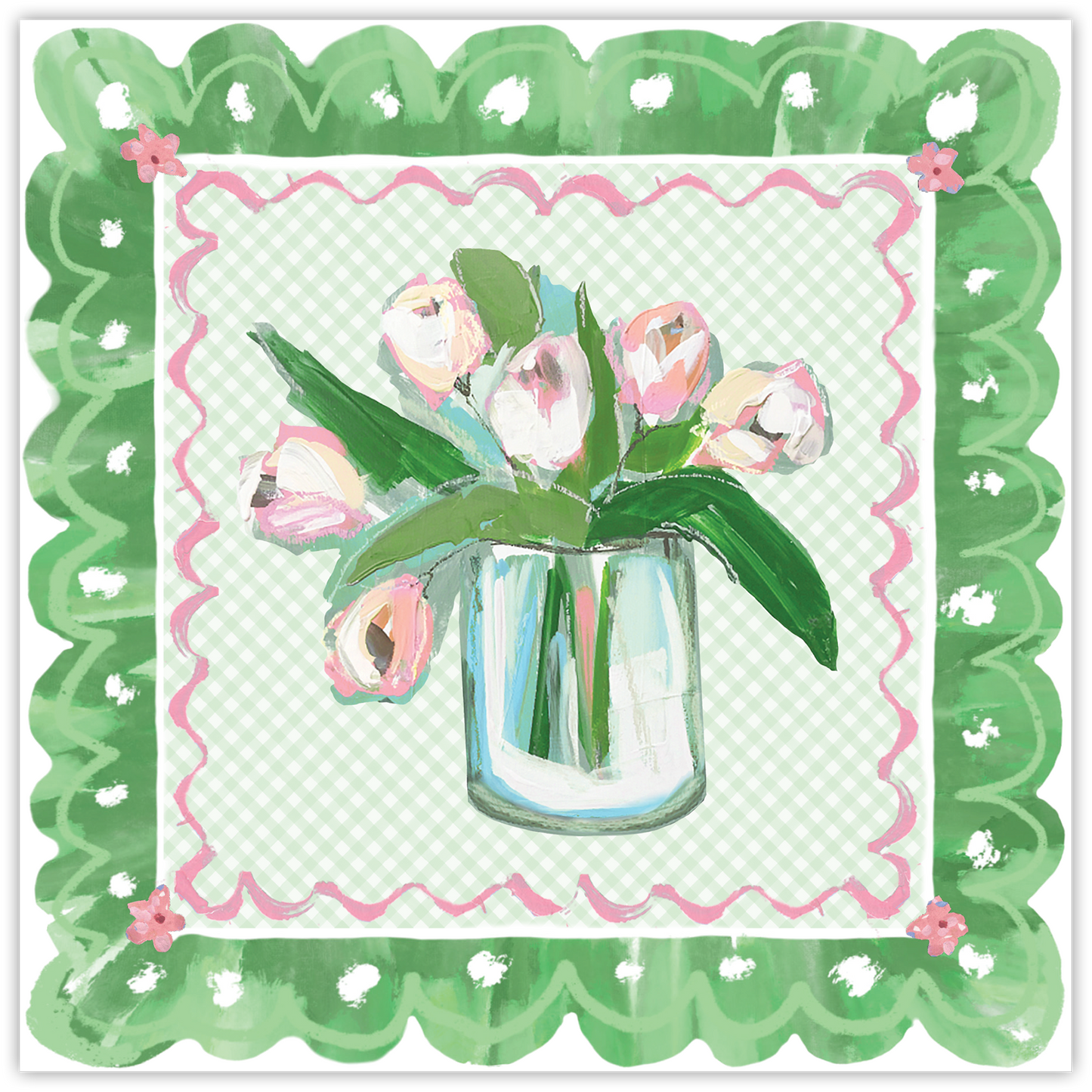 Square Placemats - Green Tulips