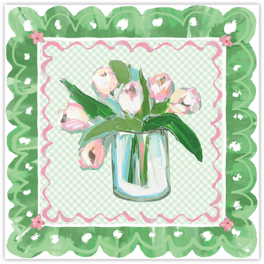 Square Placemats - Green Tulips