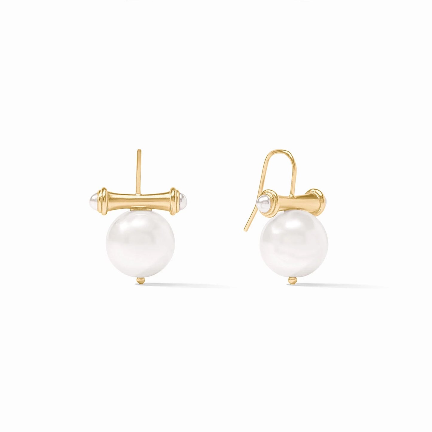 Bamboo Pearl Earring - Gold- Pearl