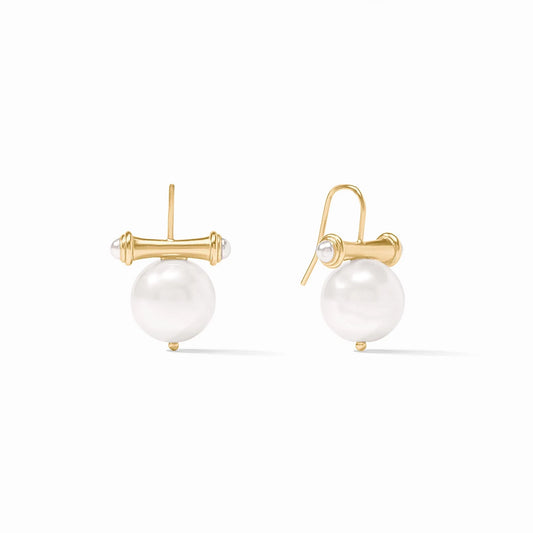 Bamboo Pearl Earring - Gold- Pearl