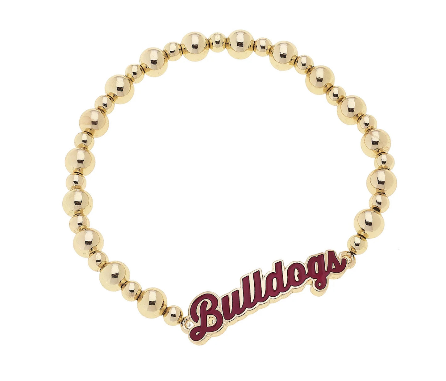 Mississippi State Bulldogs Autograph Enamel Stretch Bracelet in Shiny Gold