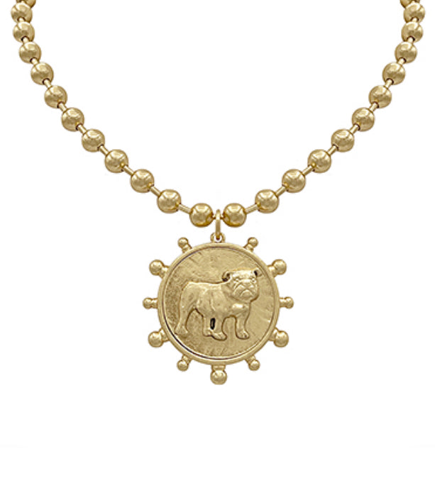 Bulldog Coin Necklace