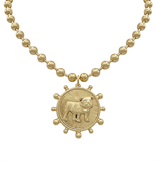 Bulldog Coin Necklace