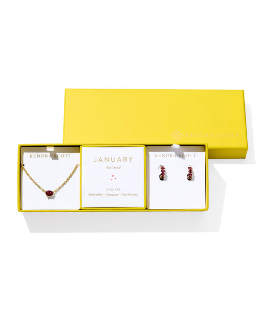 CAILIN BIRTHSTONE GIFT SET GOLD RED CRYSTAL