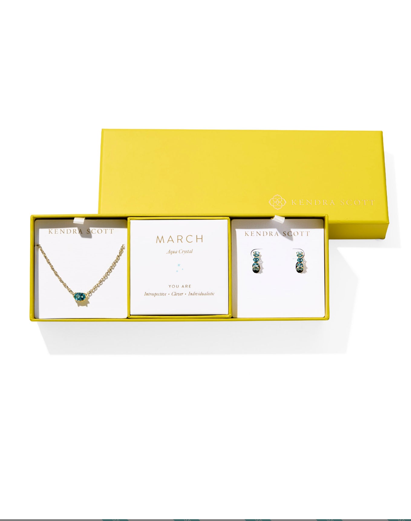 CAILIN BIRTHSTONE GIFT SET GOLD AQUA CRYSTAL - MARCH