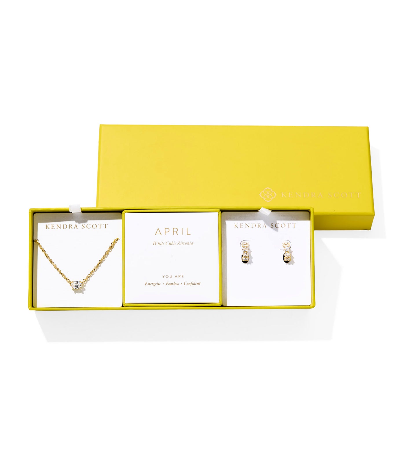 CAILIN BIRTHSTONE GIFT SET GOLD WHITE CZ- APRIL