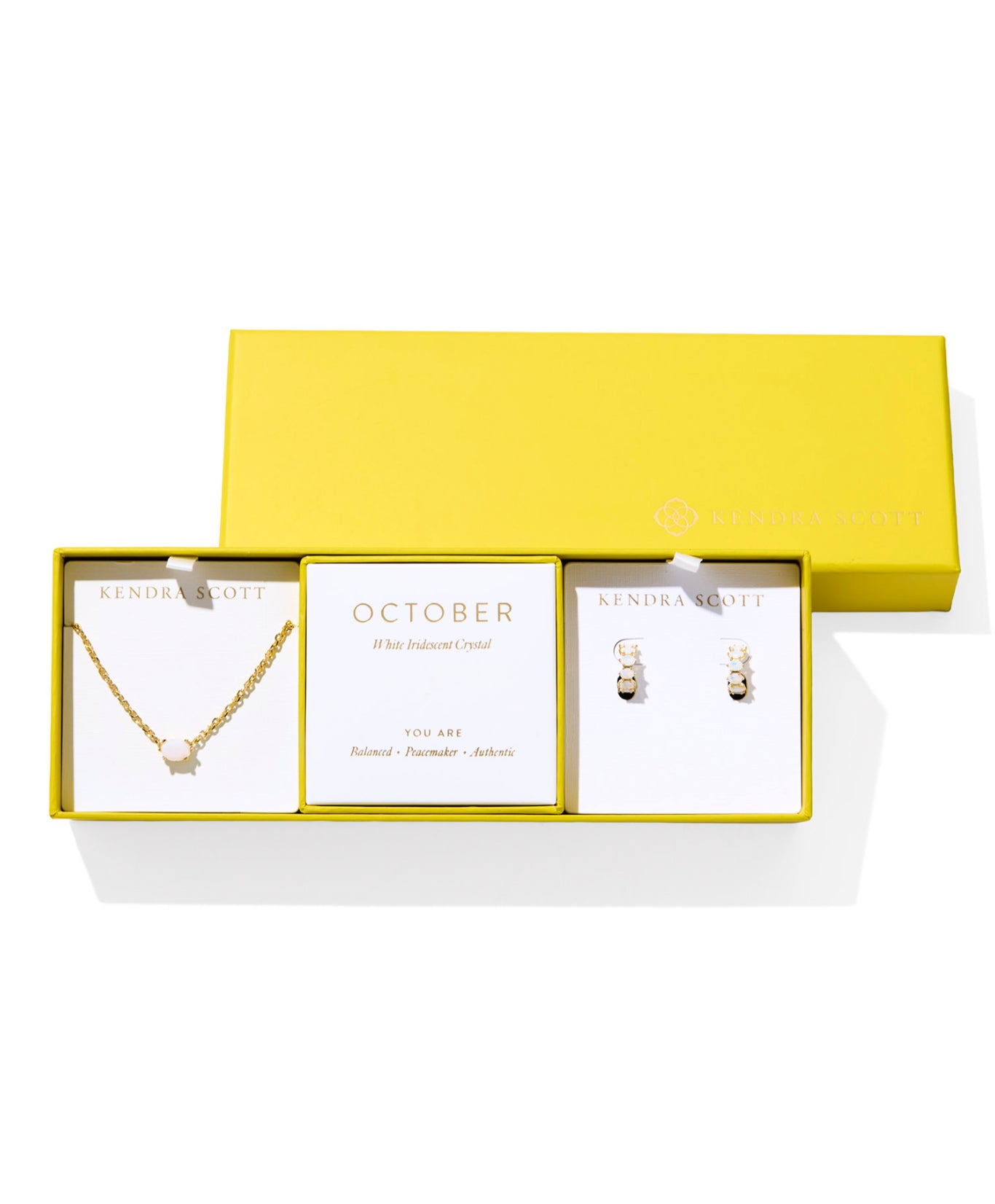 CAILIN BIRTHSTONE GIFT SET GOLD WHITE IRIDESCENT CRYSTAL - OCTOBER