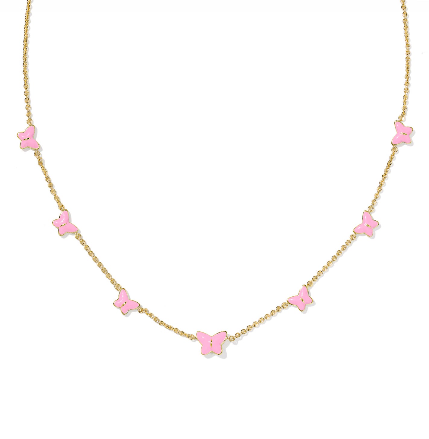 LILLIA BUTTERFLY ENAMEL STRAND NECKLACE GOLD PINK ENAMEL
