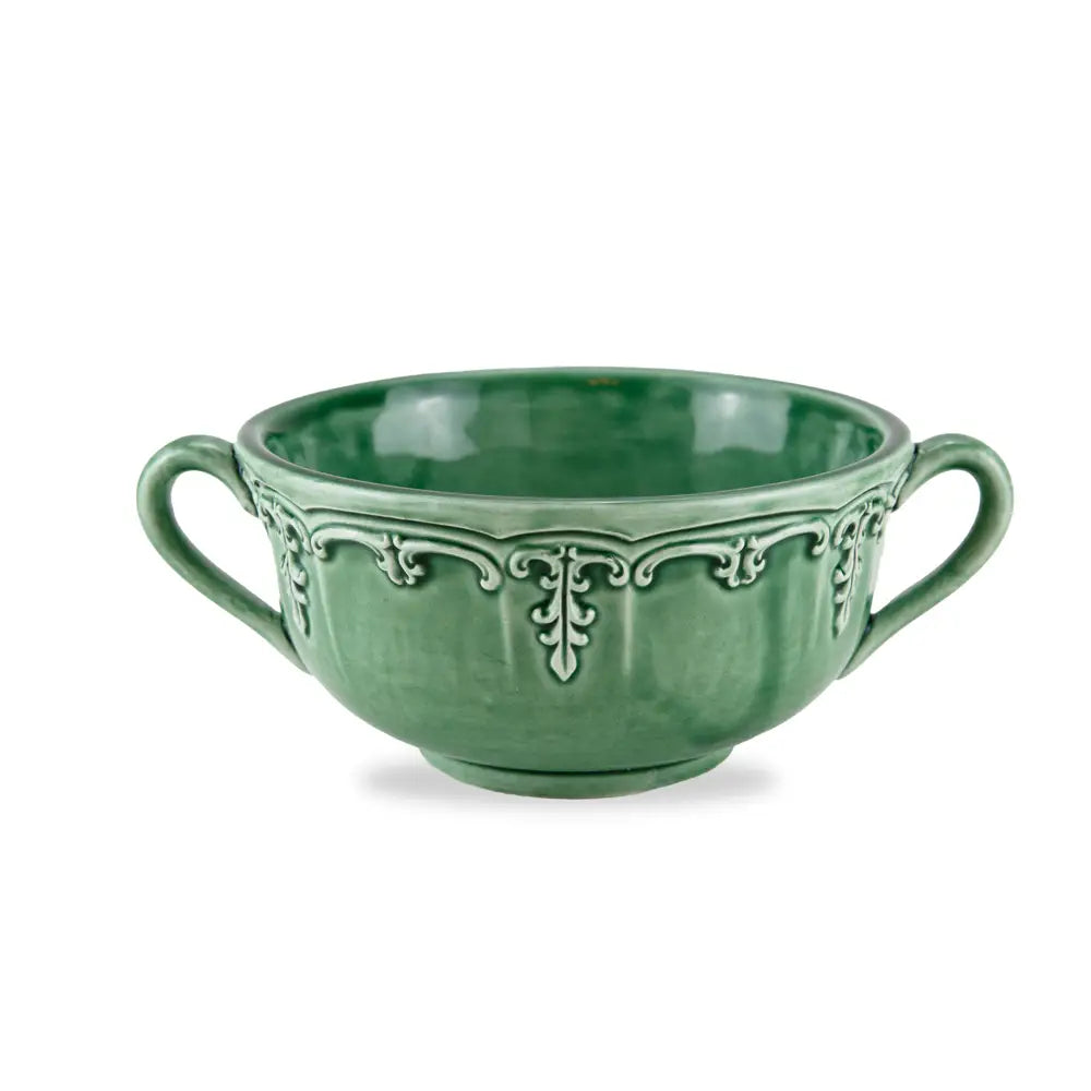 Renaissance Italian Green 2 Handled Soup Bowl